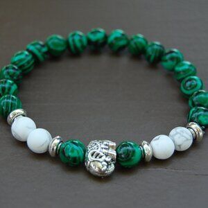 Elephant Bracelet,Green Beaded Bracelet